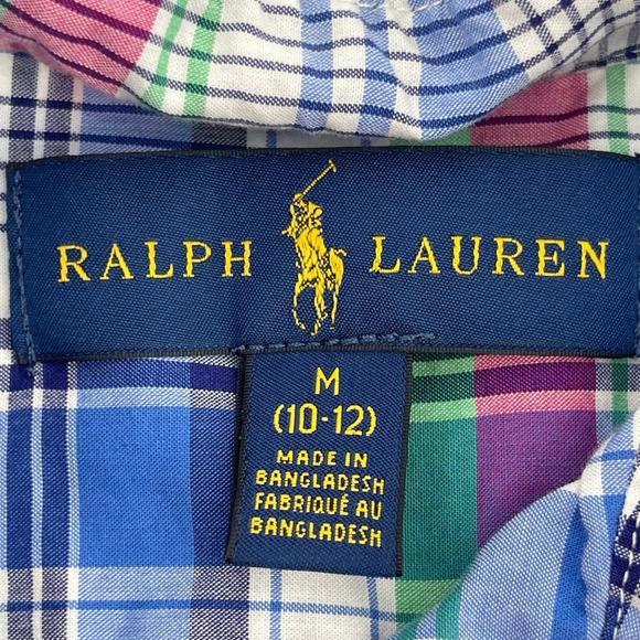 Ralph Lauren M (10-12) Plaid Shirt Short Sleeve Button Down Casual Top Kids - Picture 4 of 6